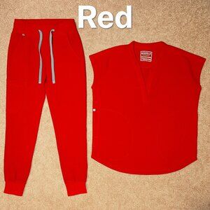 ✨ Red FIGS Scrub Set – Top (XXS) & Jogger Pants (XS/P) ✨